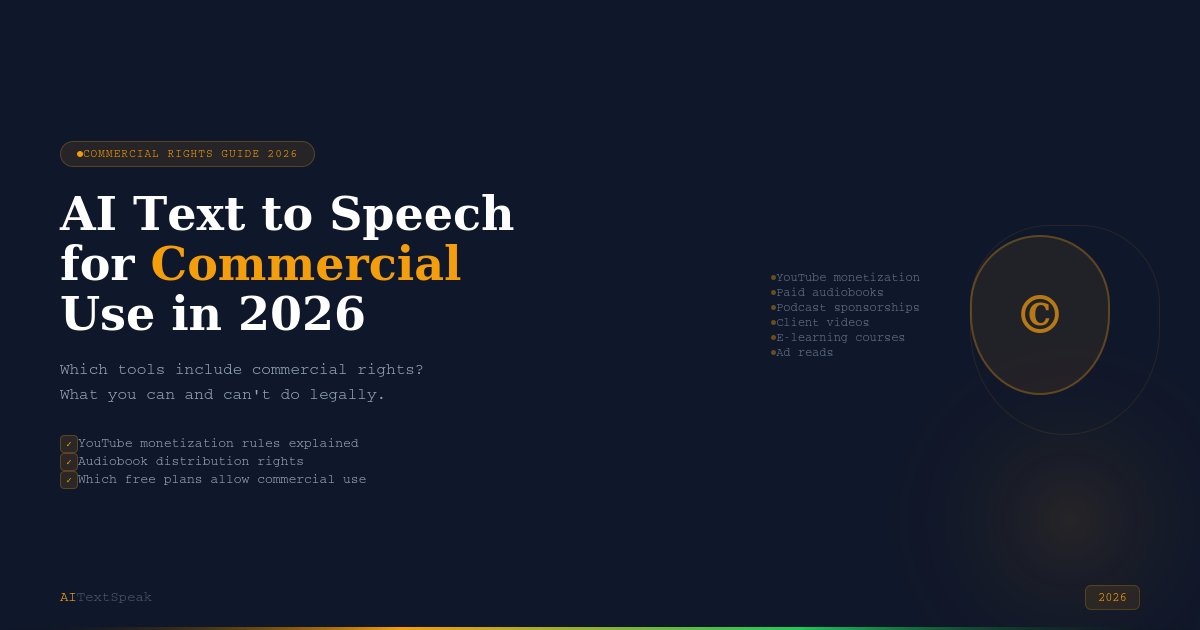 AI Text to Speech for Commercial Use in 2026 — What You Need to Know ...